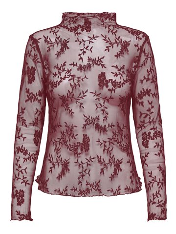 ONLY LINLEY LACE TOP CABERNET - 15349188