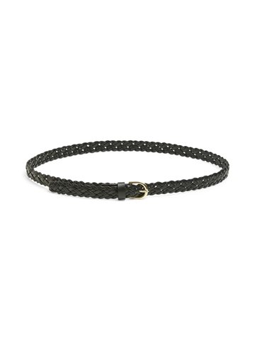  PIECES AVERY BLACK LEATHER BRAIDED SLIM BELT - 17077740