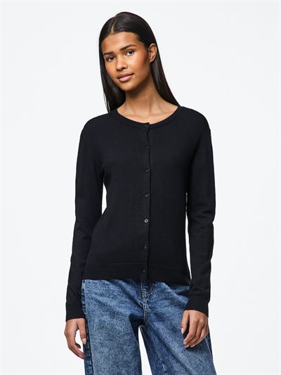  PIECES NORA BLACK O-NECK KNIT CARDIGAN - 17154558