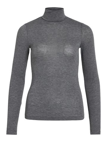 VILA NELLIE ROLLNECK TOP DARK GREY MELANGE - 14111425