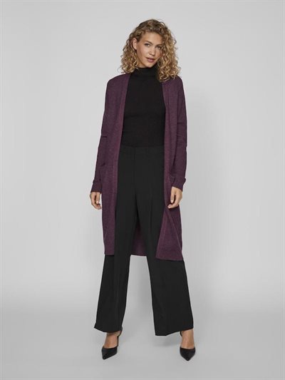  VILA RIL PLUM PERFECT/DARK MELANGE LONG STRIK CARDIGAN - 14042770