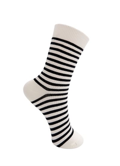 BLACK COLOUR MYRA BLACK/WHITE STRIPED SOCK - 4330