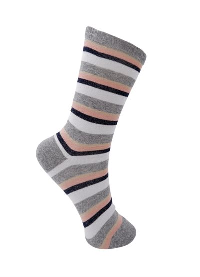 BLACK COLOUR BRANDI GREY STRIPED GLIMMER SOCK - 4234