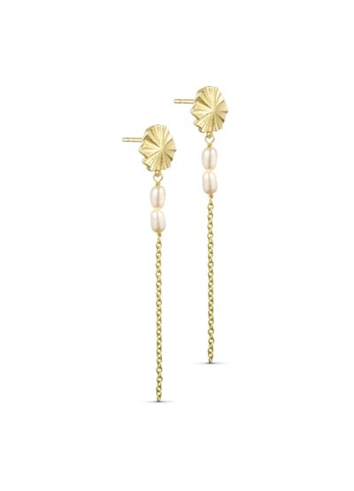 PURE BY NAT FLORENCE POST EARRINGS W. PEARLS AND CHAINS G/B - 45860