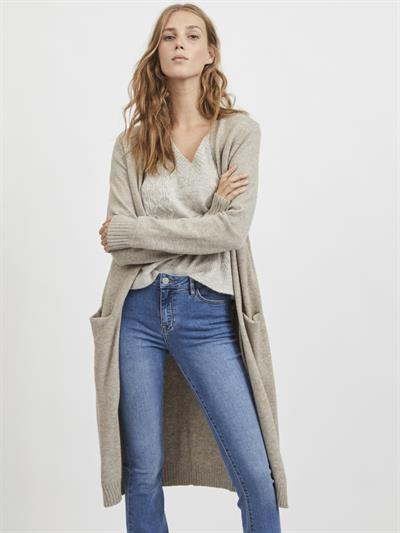 VILA RIL NATURAL MELANGE LONG STRIK CARDIGAN - 14042770