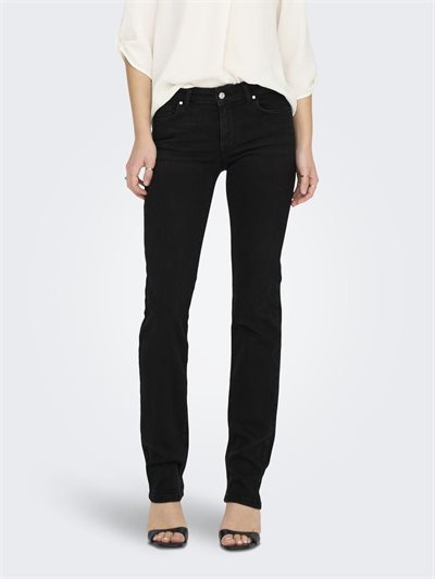 ONLY ALICIA REGULAR WAIST WASHED BLACK DENIM - 15252221