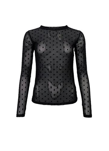  BLACK COLOUR BLACK JENNIE DOTTED MESH BLUSE - 40611