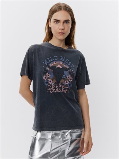 SOFIE SCHNOOR T-SHIRT STONE WASHED BLACK - S243411