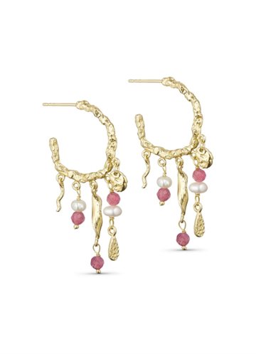 PURE BY NAT ANDREA EARRINGS W. GEMSTGONES G/B PINK TORMALINE - 45823